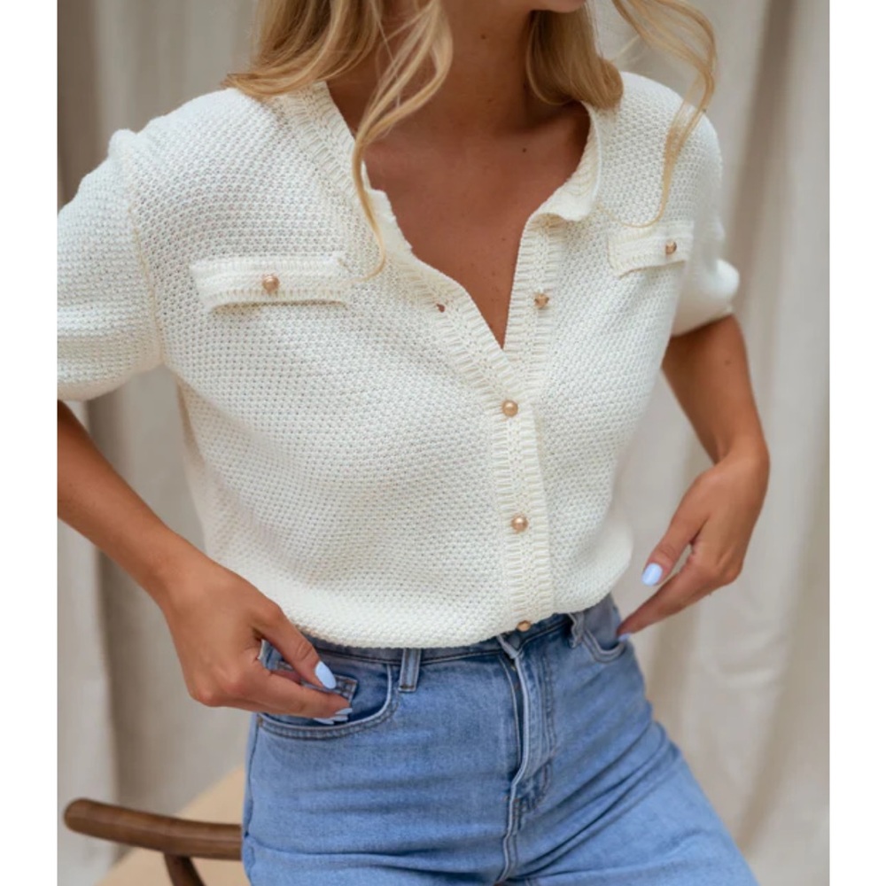 Ecru Sophie Short Sleeve Sweater